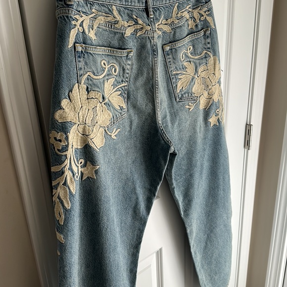 NWOT Free People x We The Free Bren Embroidered Distressed Boyfriend Jeans $168 - Picture 13 of 15
